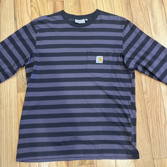 Women’s Carhartt Long Sleeve Merrick Pocket Striped T-Shirt Size Medium Cotton - Picture 1 of 8